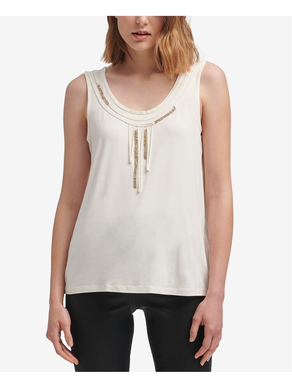 DKNY Womens Beaded Tank Top Size L